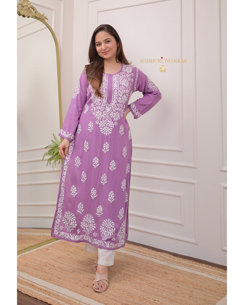 Mauve Modal Chikankari Kurta