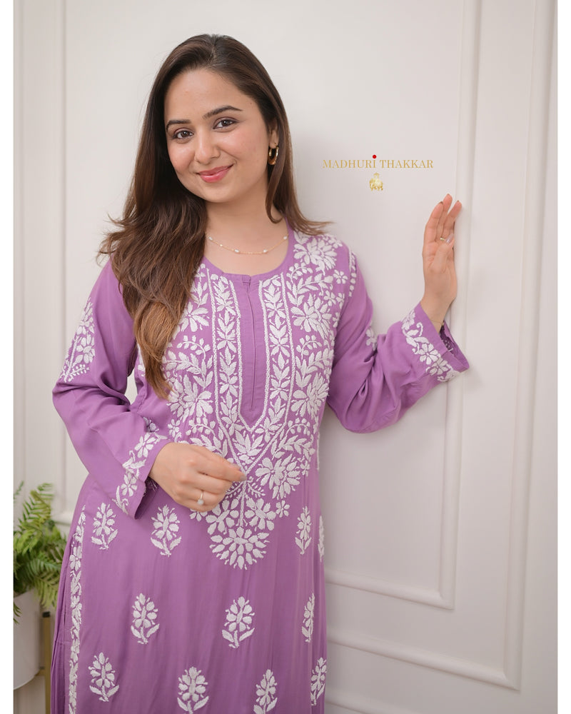 Mauve Modal Chikankari Kurta