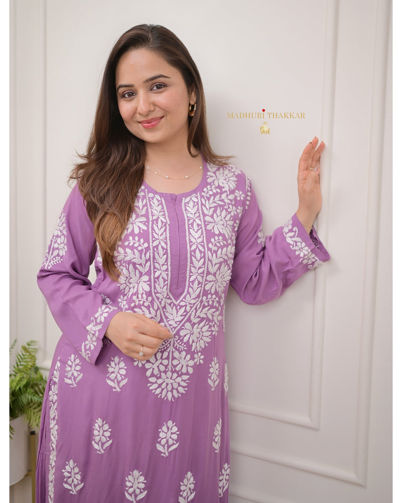 Mauve Modal Chikankari Kurta