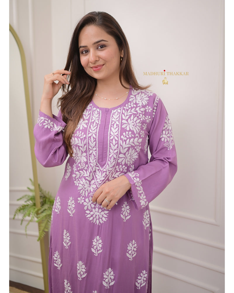 Mauve Modal Chikankari Kurta