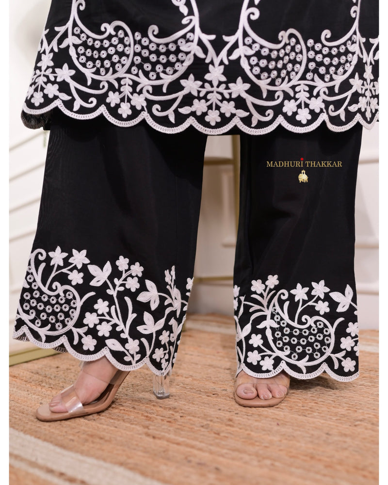 Black Thread Embroidered Kurta Set