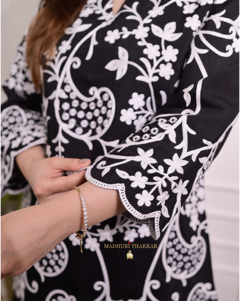 Black Thread Embroidered Kurta Set