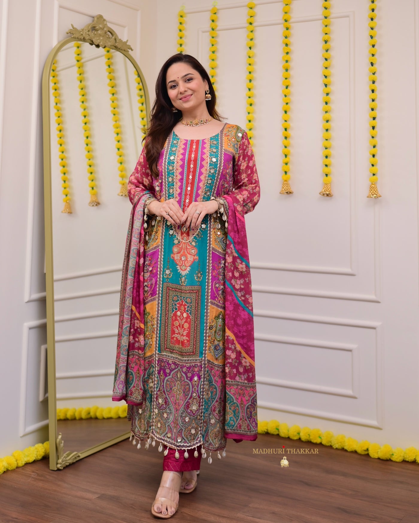 Wine Handwork Patchprint Festive Suit