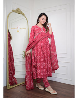 Red-Maroon Alia Gotapatti Suit