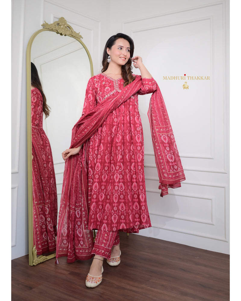 Red-Maroon Alia Gotapatti Suit