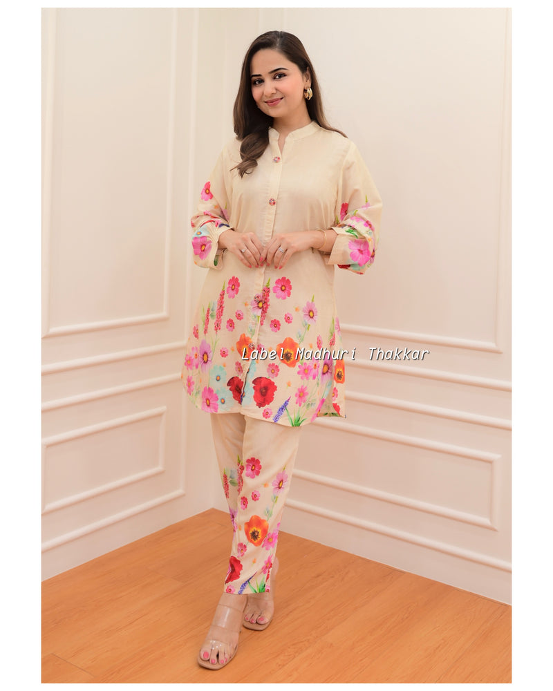 Bisque Multi Floral Muslin Co-ord