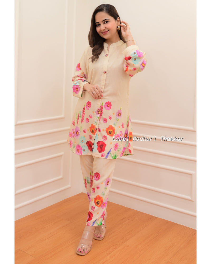 Bisque Multi Floral Muslin Co-ord