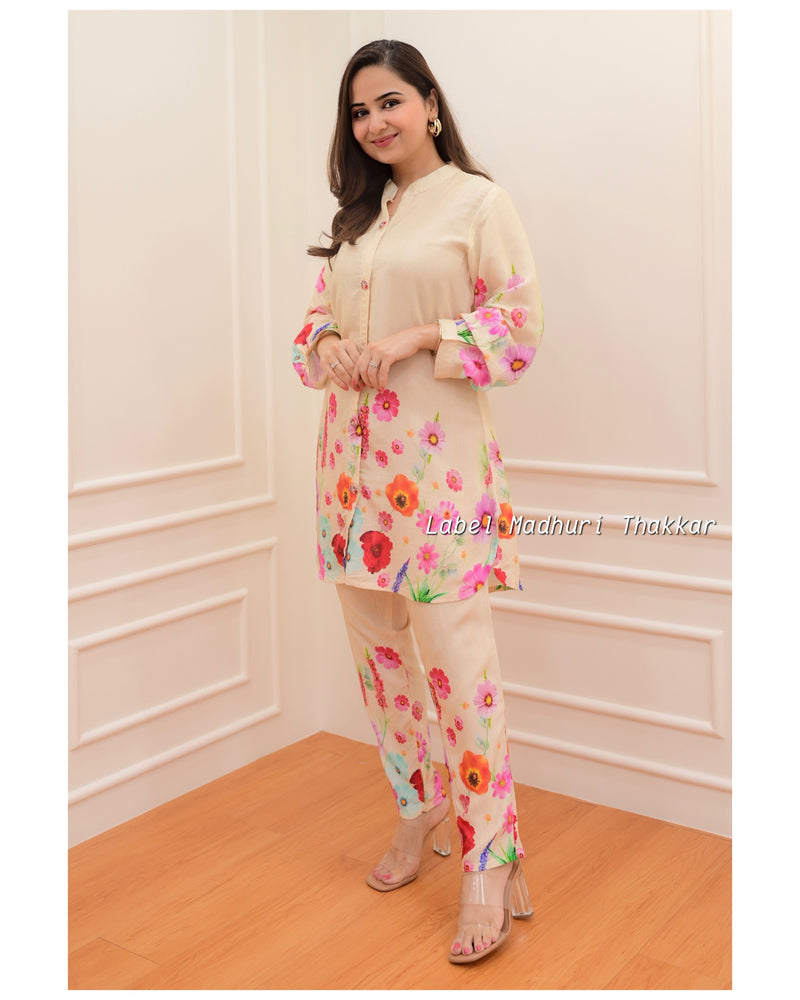 Bisque Multi Floral Muslin Co-ord