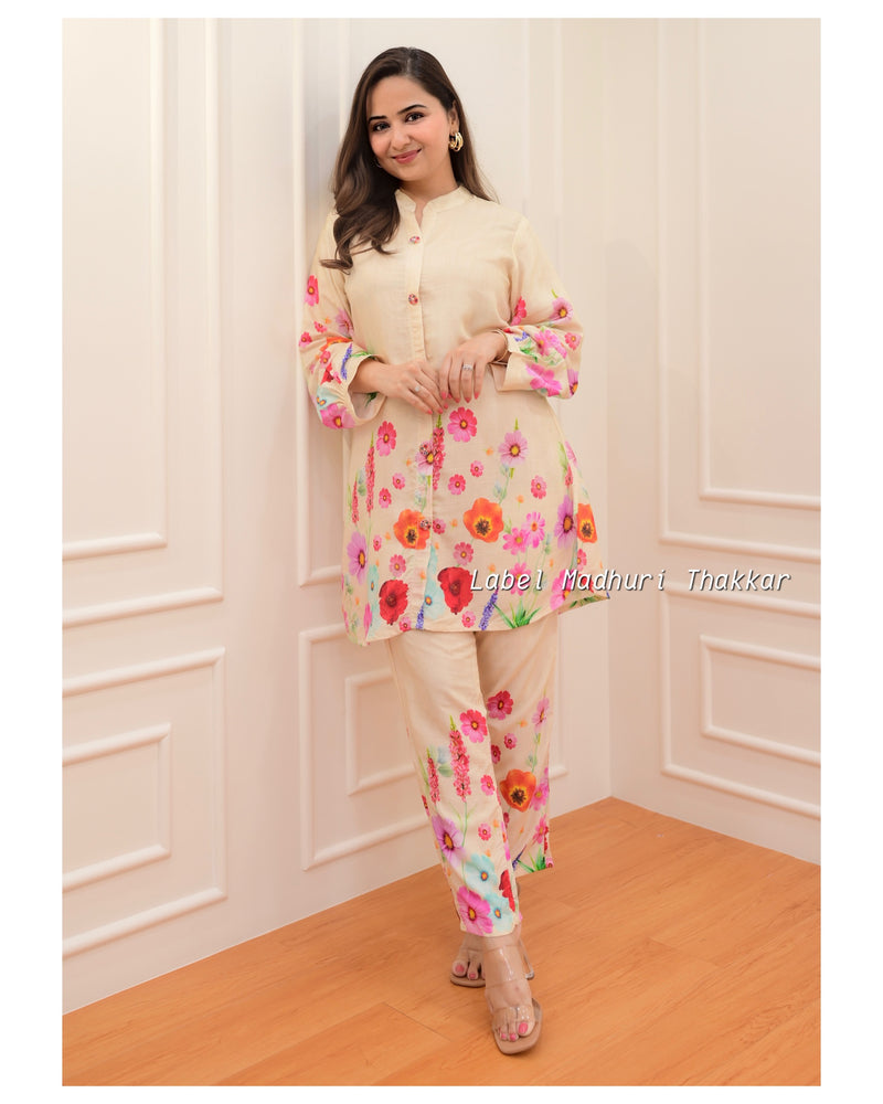 Bisque Multi Floral Muslin Co-ord
