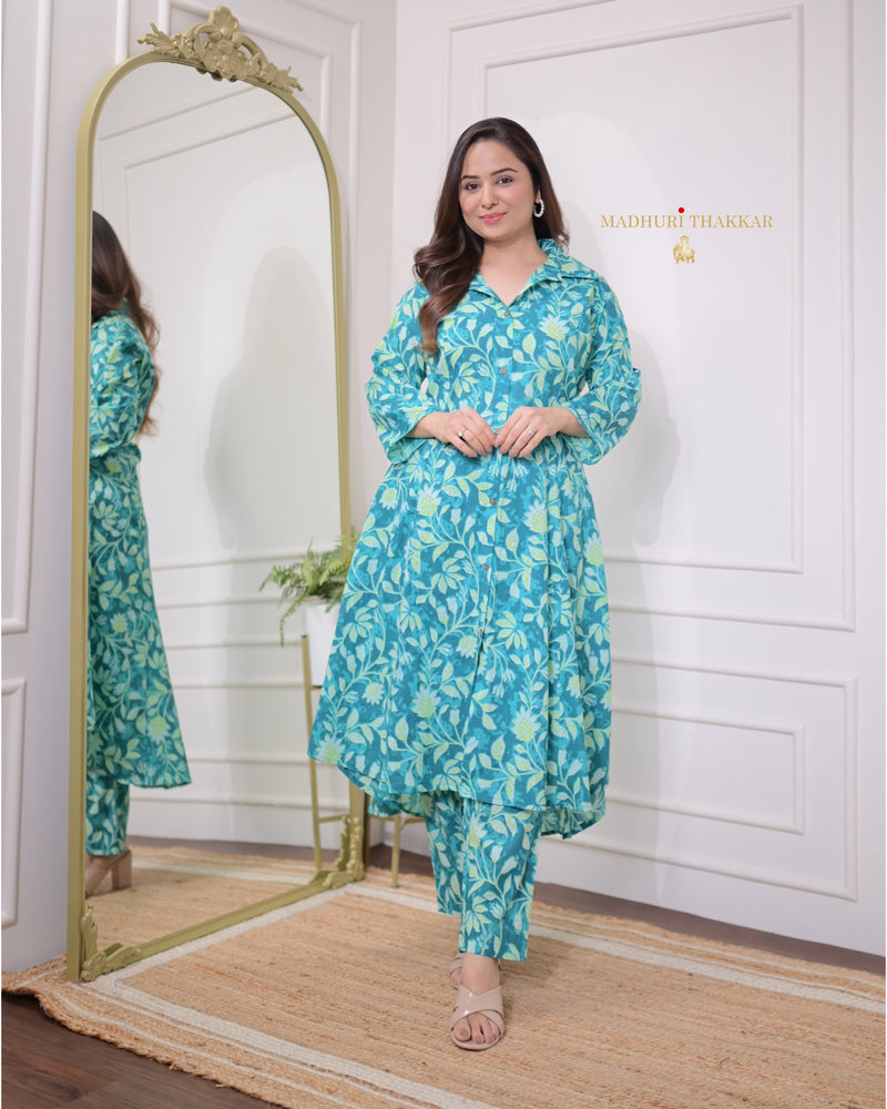 Rama Green Floral Cotton Co-ord
