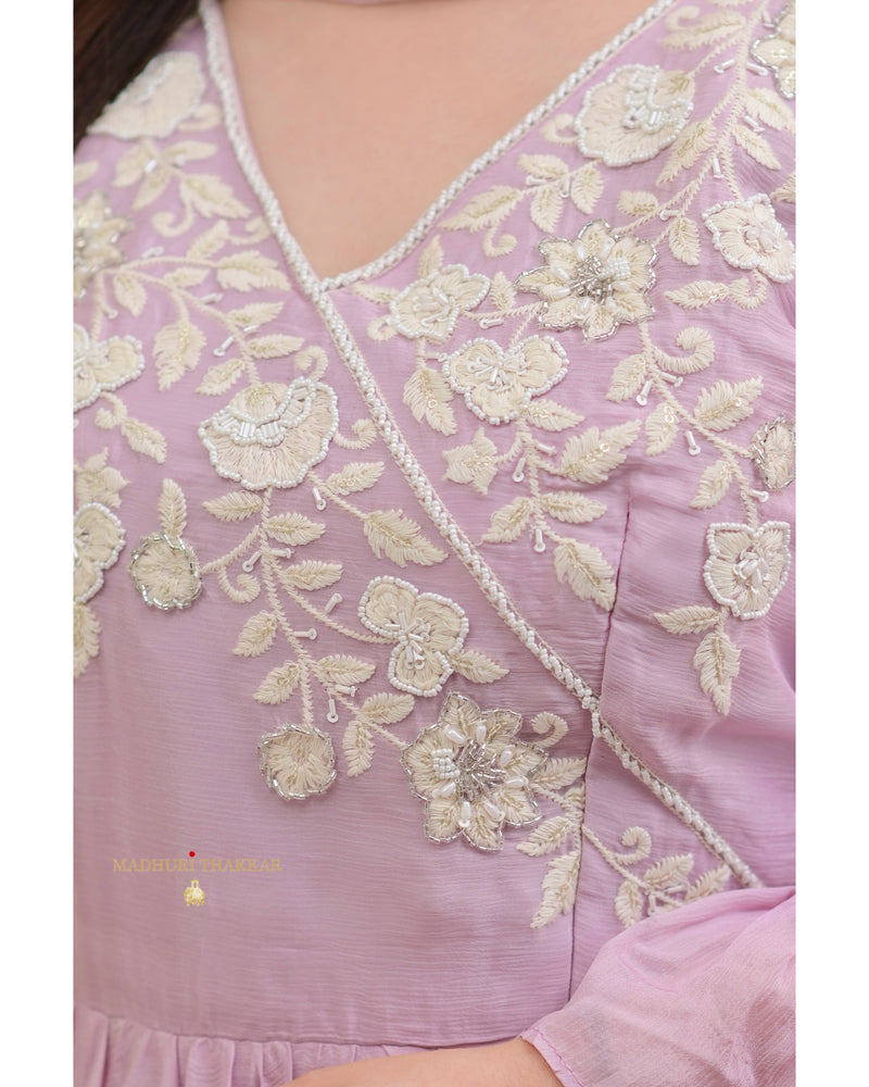 Lilac Handwork Chinnon Sharara Set