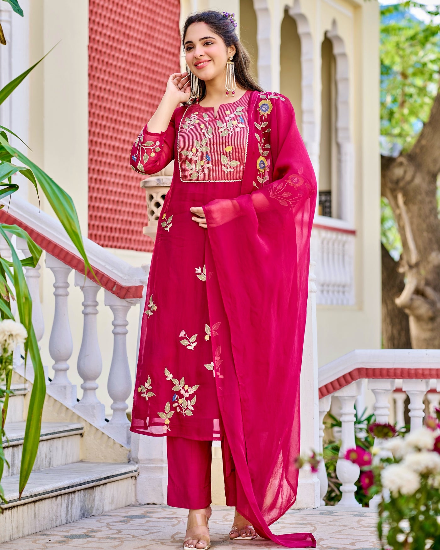 Meher Pink Gulbahar Handwork Organza Suit
