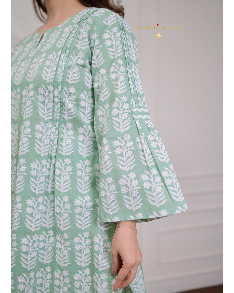 Green Floral Pintex Cotton Co-ord