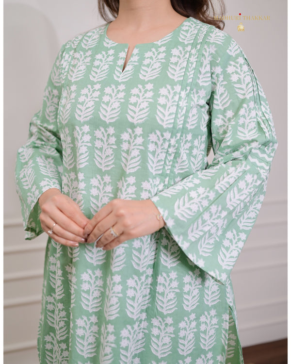 Green Floral Pintex Cotton Co-ord