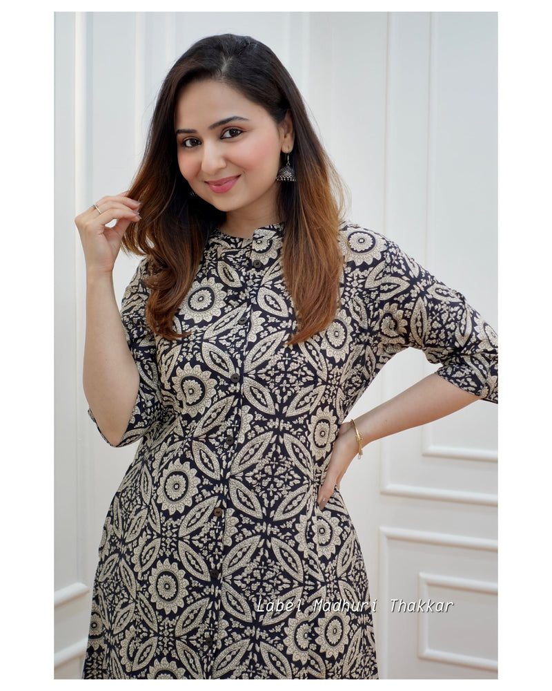 Black Ivory Cotton Kurta Set Label Madhuri Thakkar