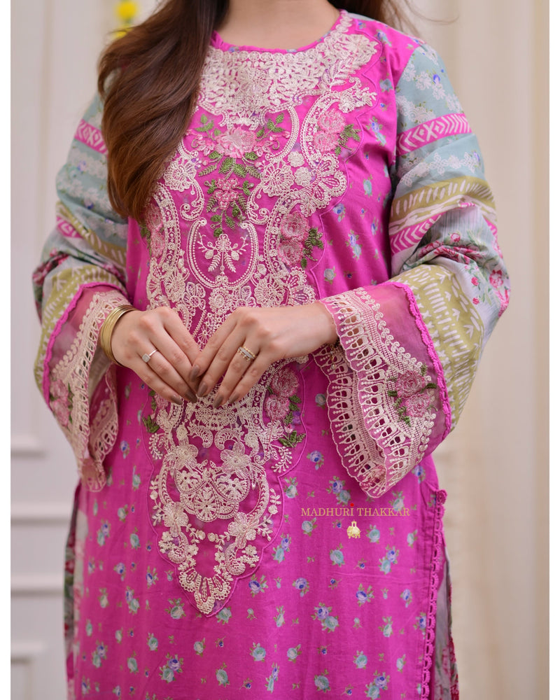 Pink Threadwork Pakistani Cotton Suit