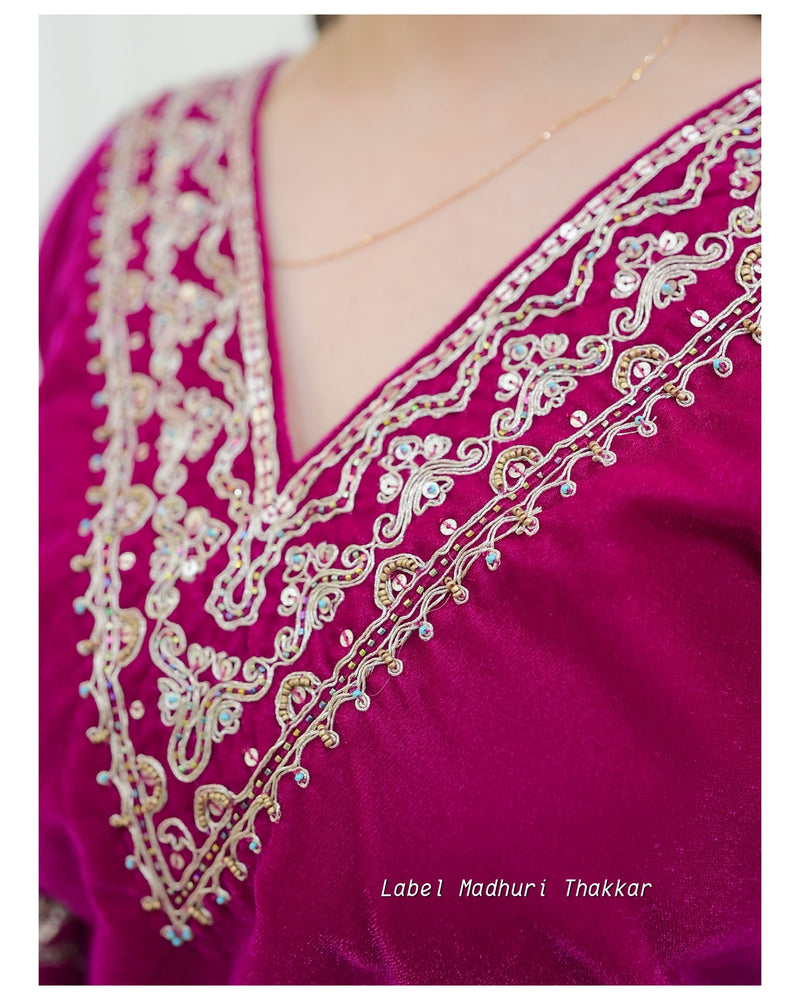 Rani Pink Threadwork Velvet Suit