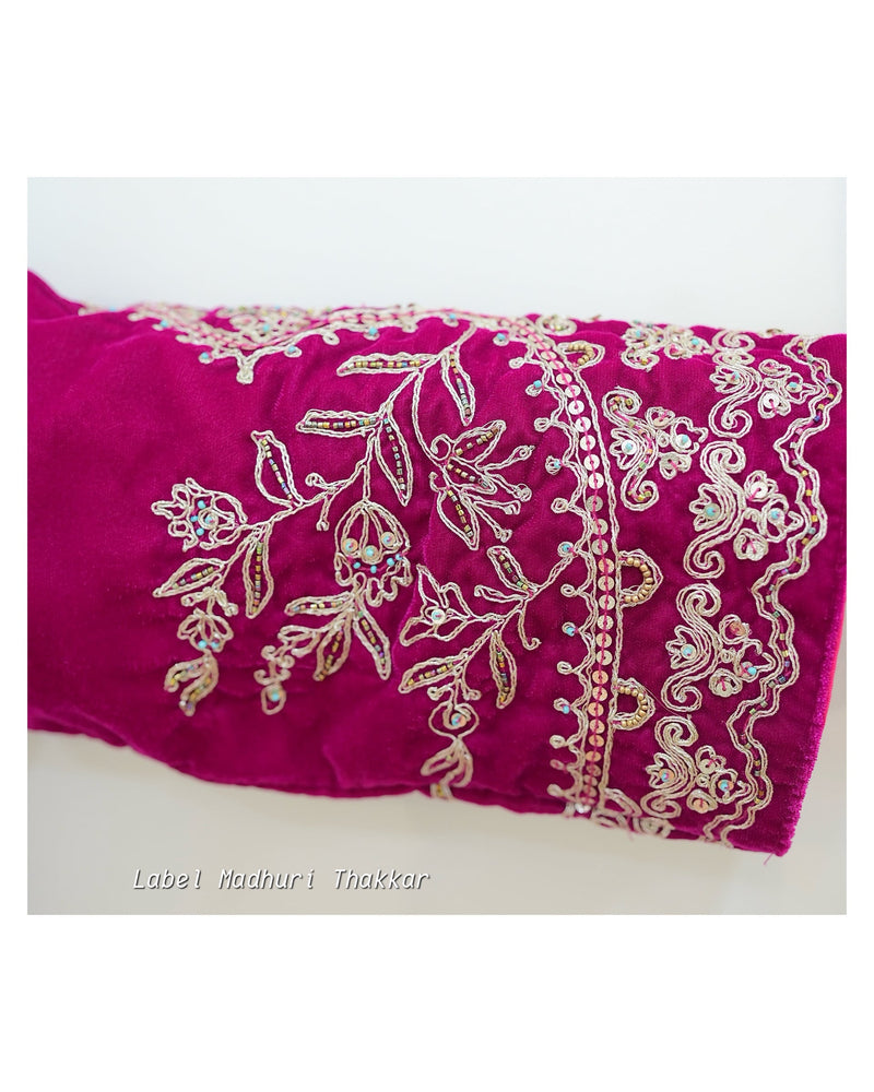 Rani Pink Threadwork Velvet Suit
