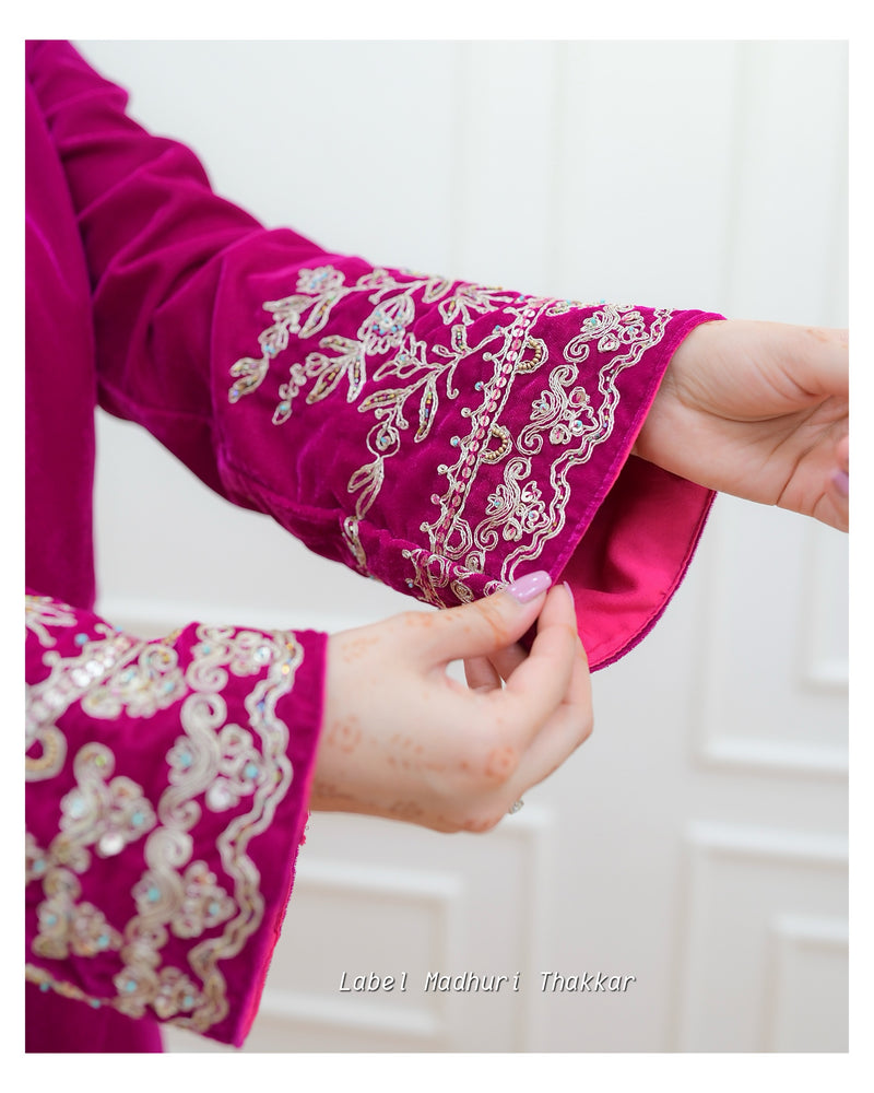Rani Pink Threadwork Velvet Suit