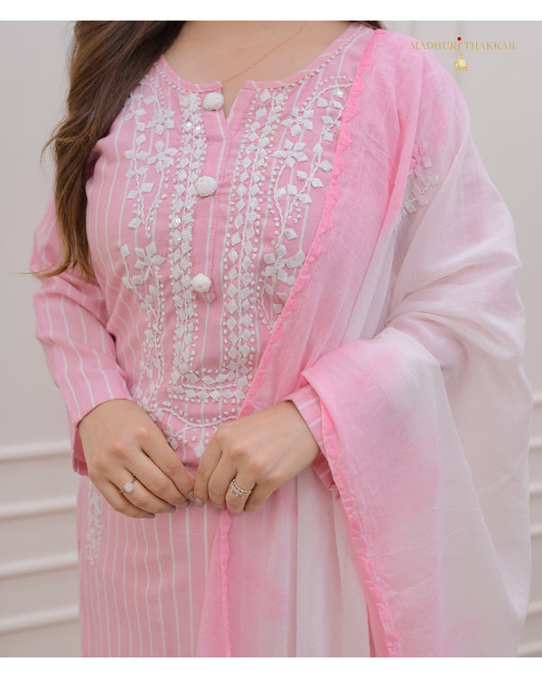 Baby Pink Lucknowi Cotton Suit