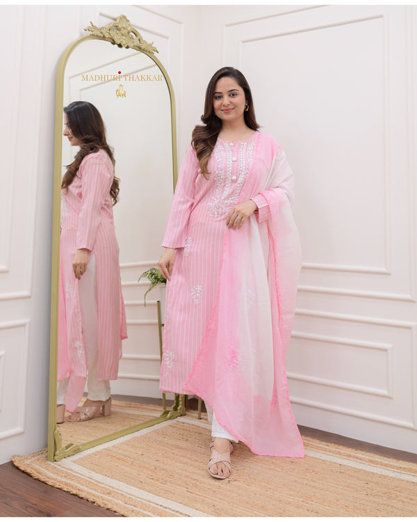 Baby Pink Lucknowi Cotton Suit
