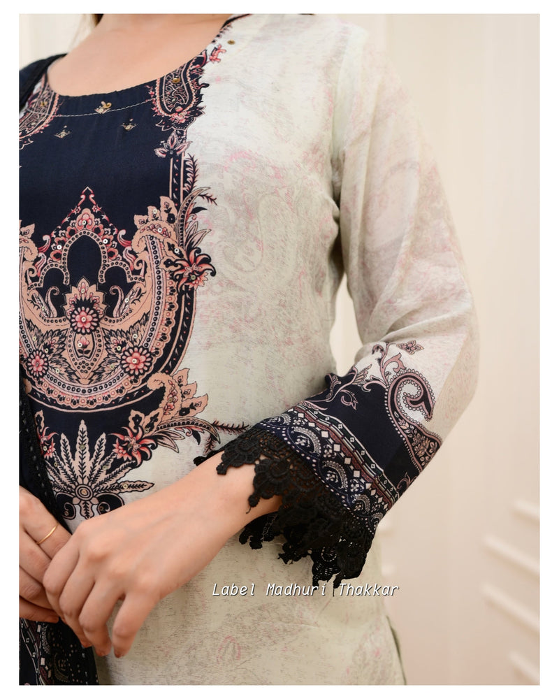 Grey Digital Print Pakistani Suit