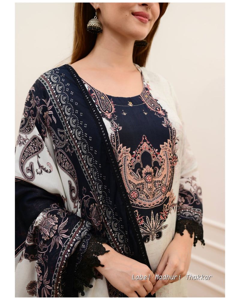 Grey Digital Print Pakistani Suit