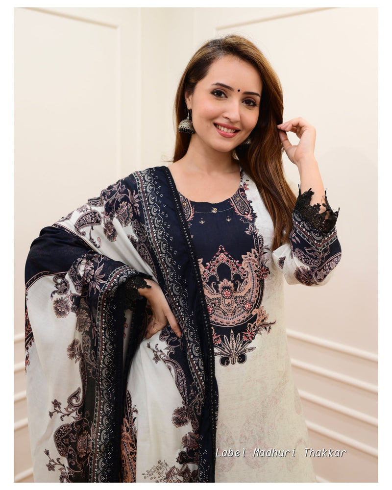 Grey Digital Print Pakistani Suit