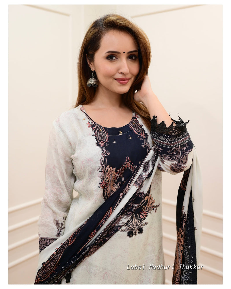 Grey Digital Print Pakistani Suit