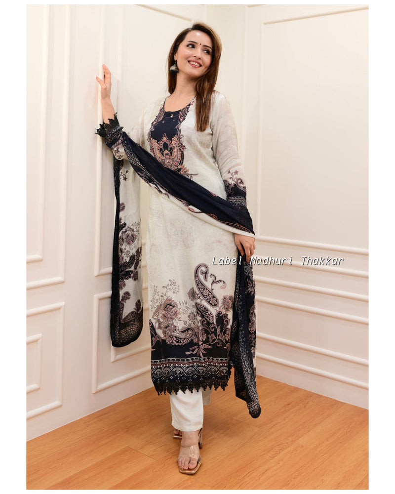 Grey Digital Print Pakistani Suit