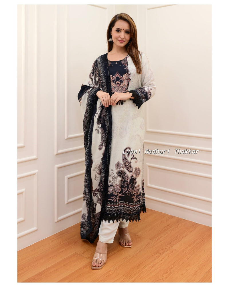 Grey Digital Print Pakistani Suit