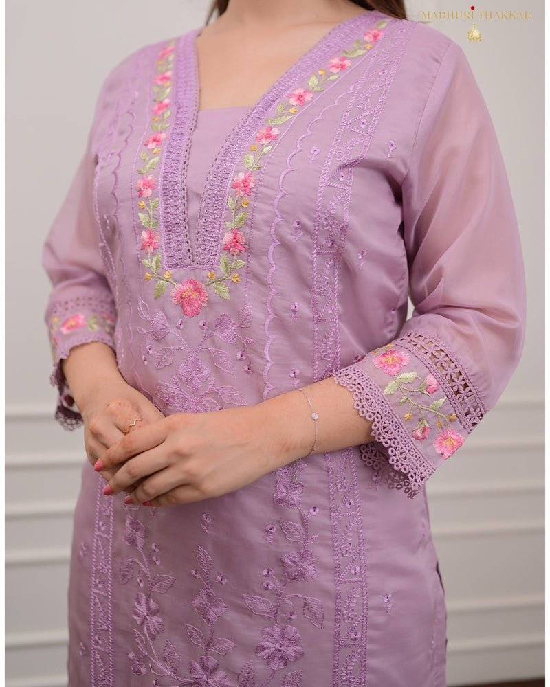 Lilac Pakistani Organza Suit