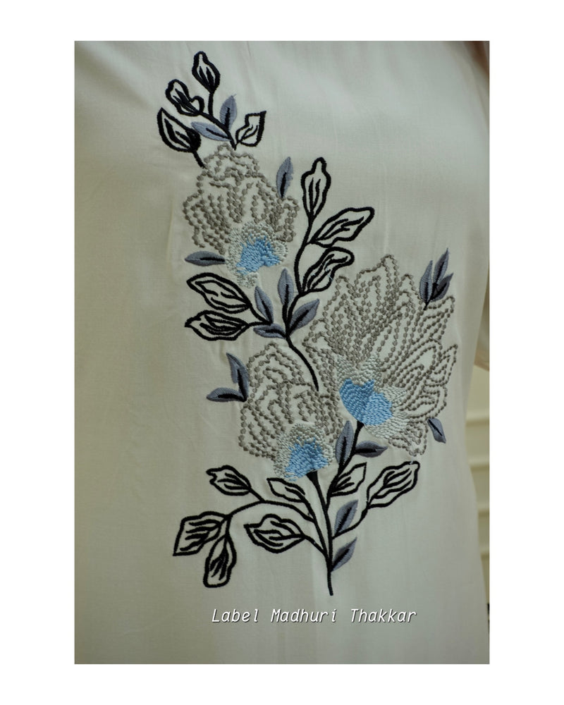 Black Lace Thread Embroidered Kurta Set