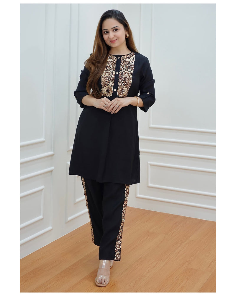Black Thread Embroidered Co-ord Set