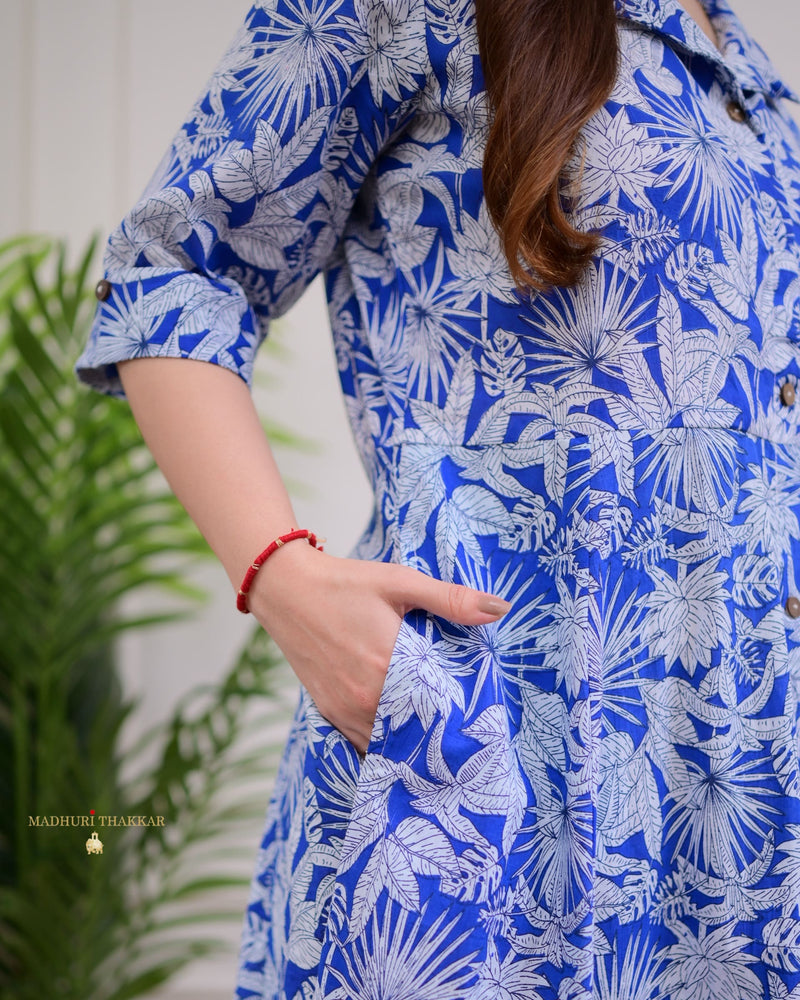 Orchid Blue Cotton Aline Dress