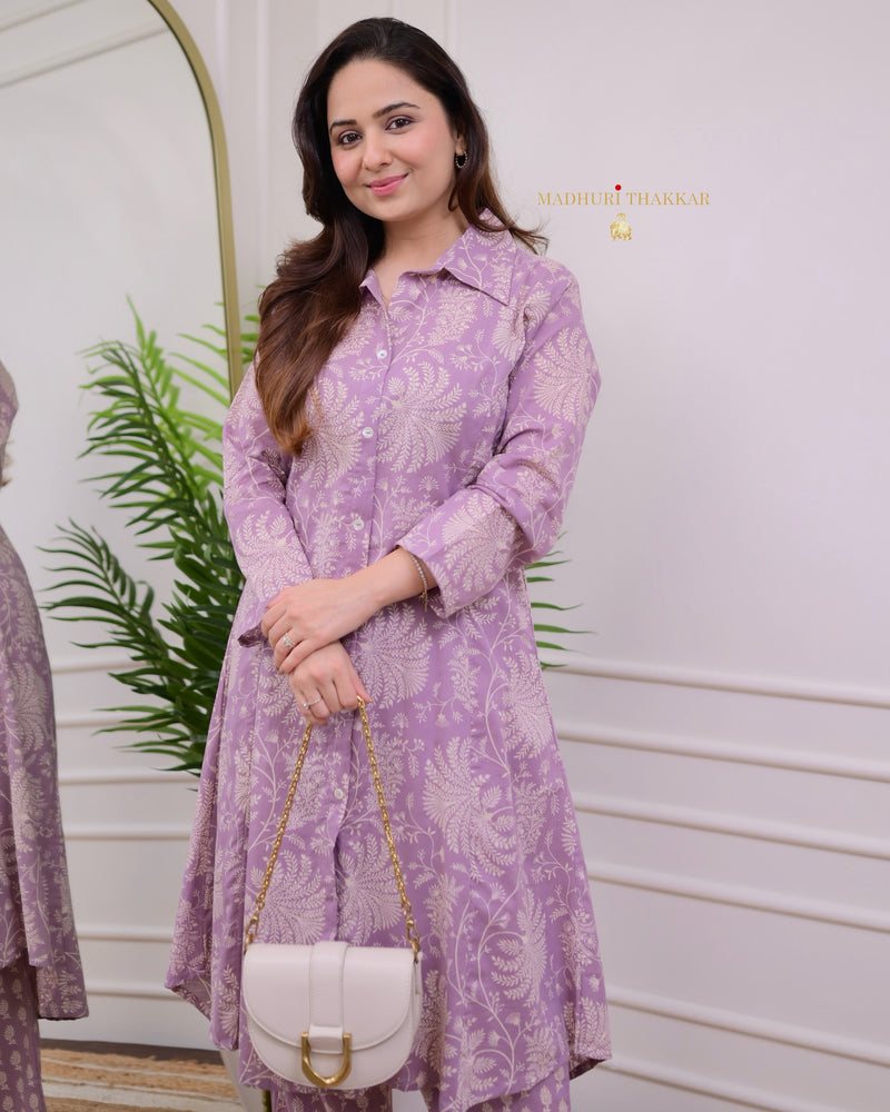 Mauve Ivory Floral Cotton Co-ord
