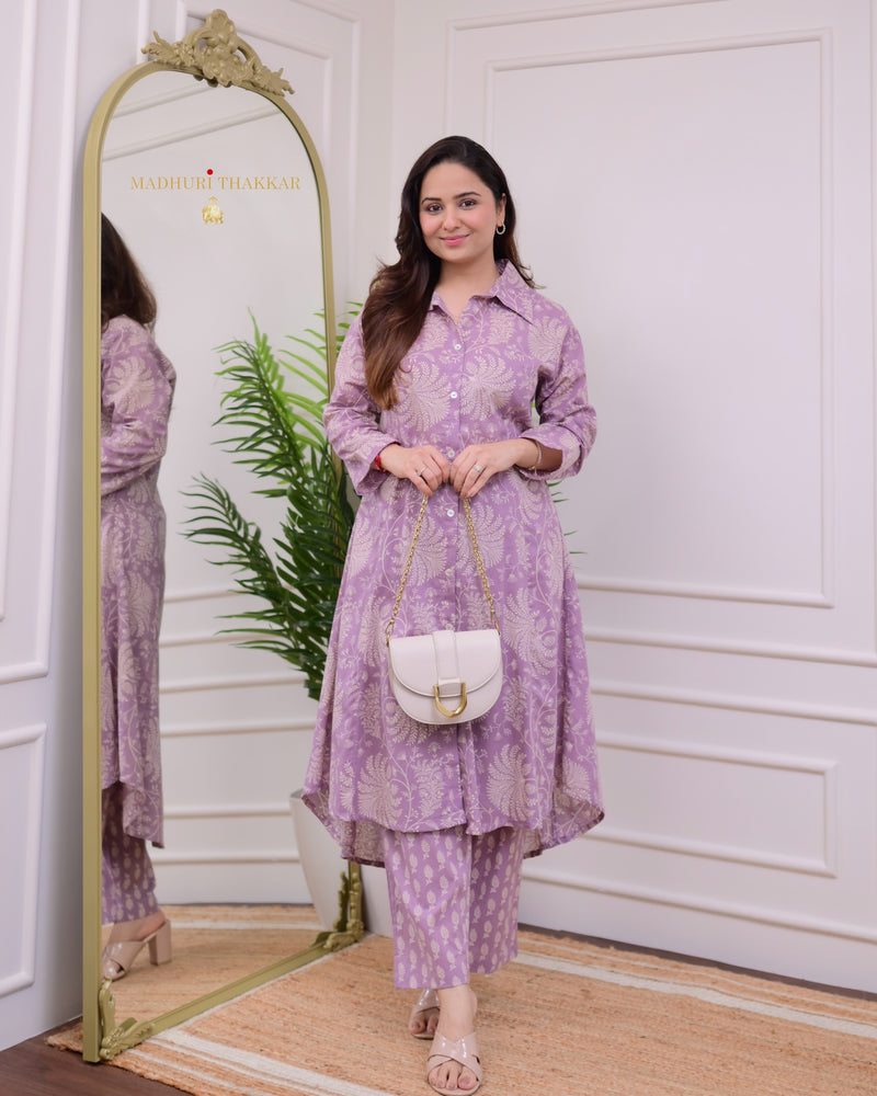Mauve Ivory Floral Cotton Co-ord