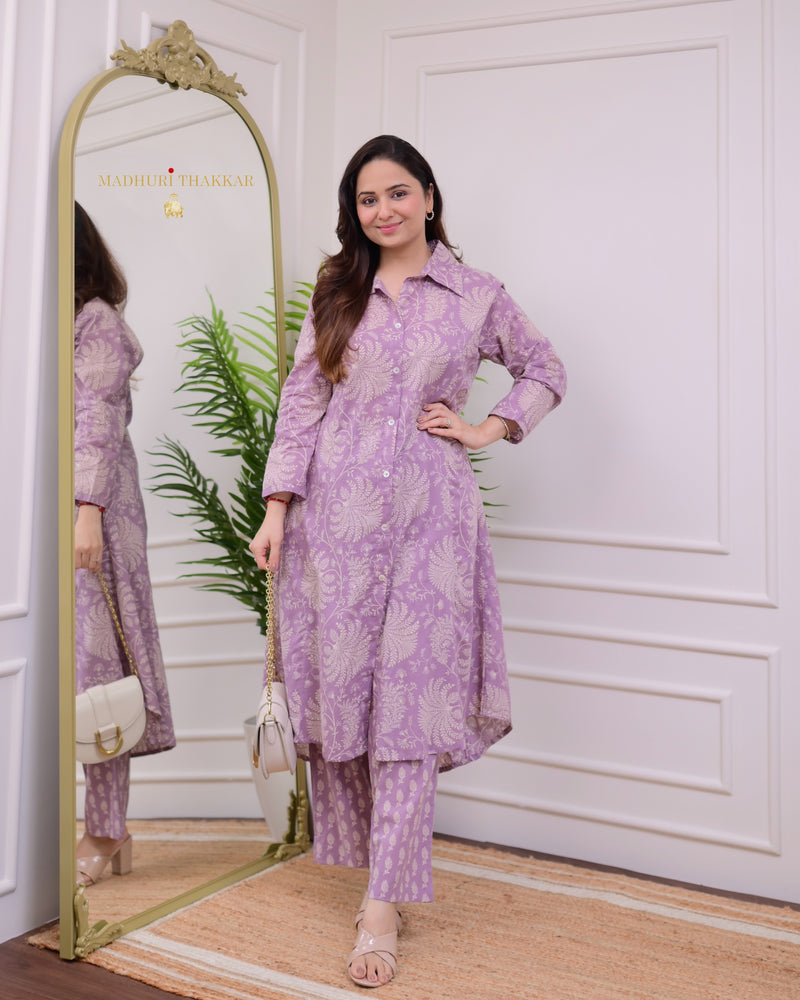 Mauve Ivory Floral Cotton Co-ord