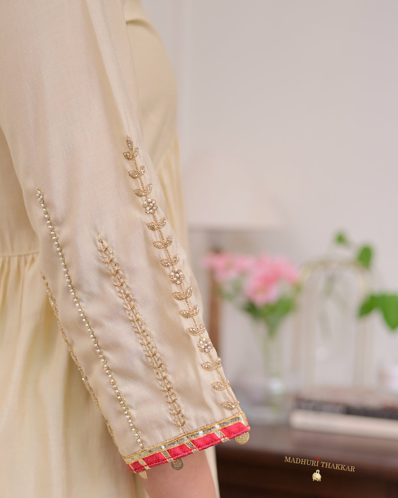 Ivory Handwork Silk Festive Anarkali