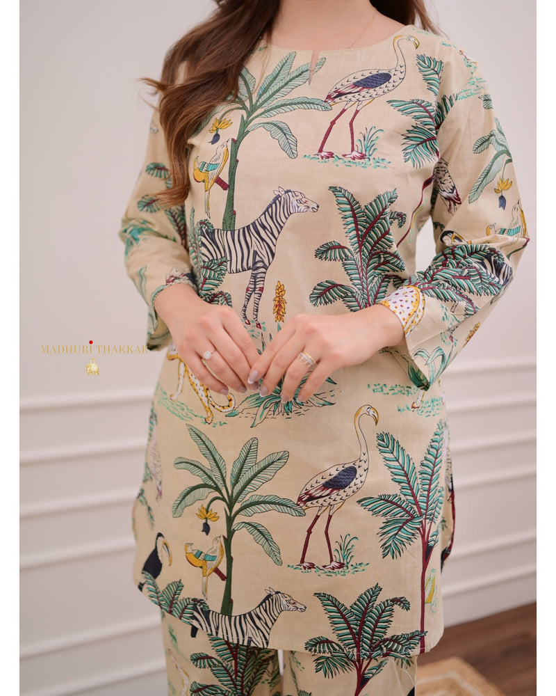 Ivory Jungle Cotton Loungewear Set