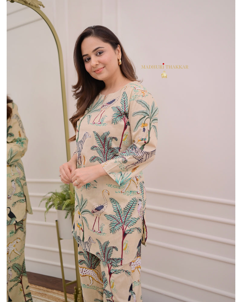 Ivory Jungle Cotton Loungewear Set