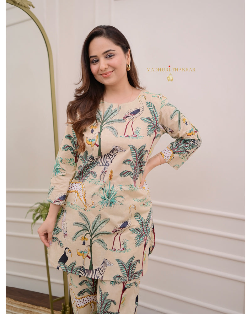 Ivory Jungle Cotton Loungewear Set