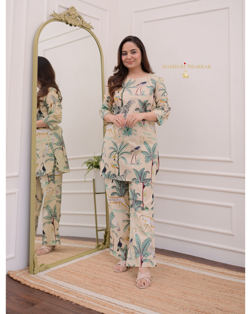 Ivory Jungle Cotton Loungewear Set