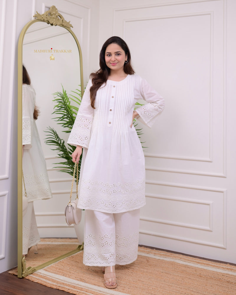 White Schiffli Cotton Co-ord