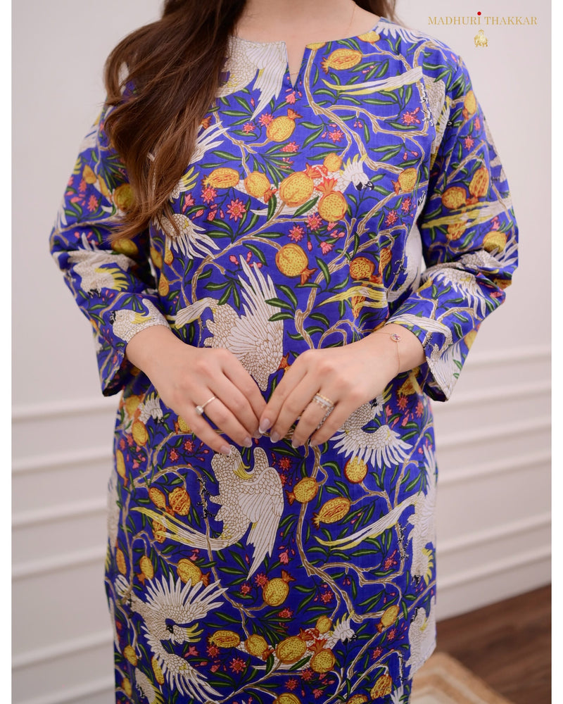 Royal Blue Jungle Cotton Loungewear Set
