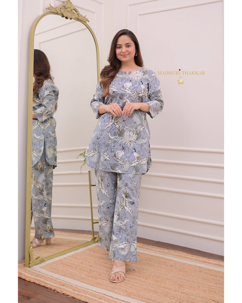 Grey Jungle Cotton Loungewear Set