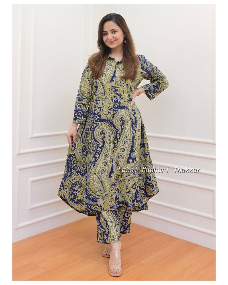 Blue-Green Paisley Cotton Co-ord