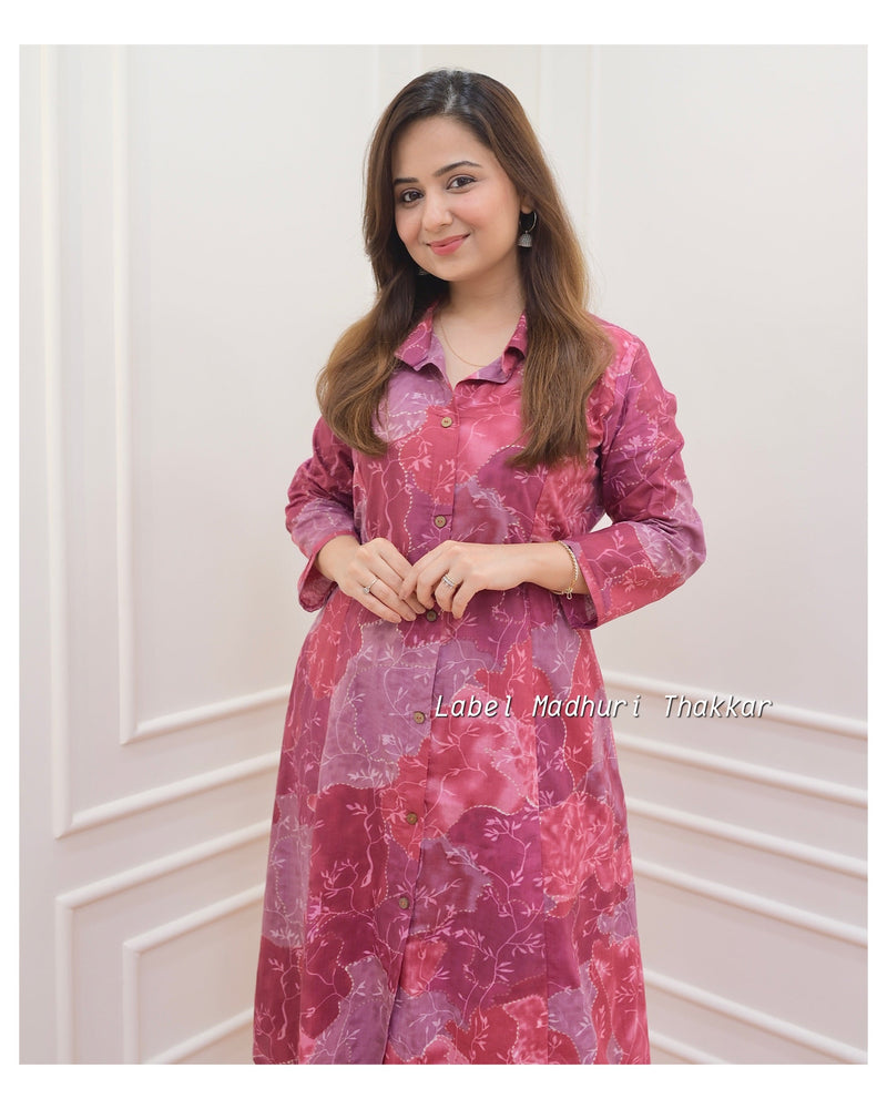 Maroon Magenta Floral Cotton Co-ord