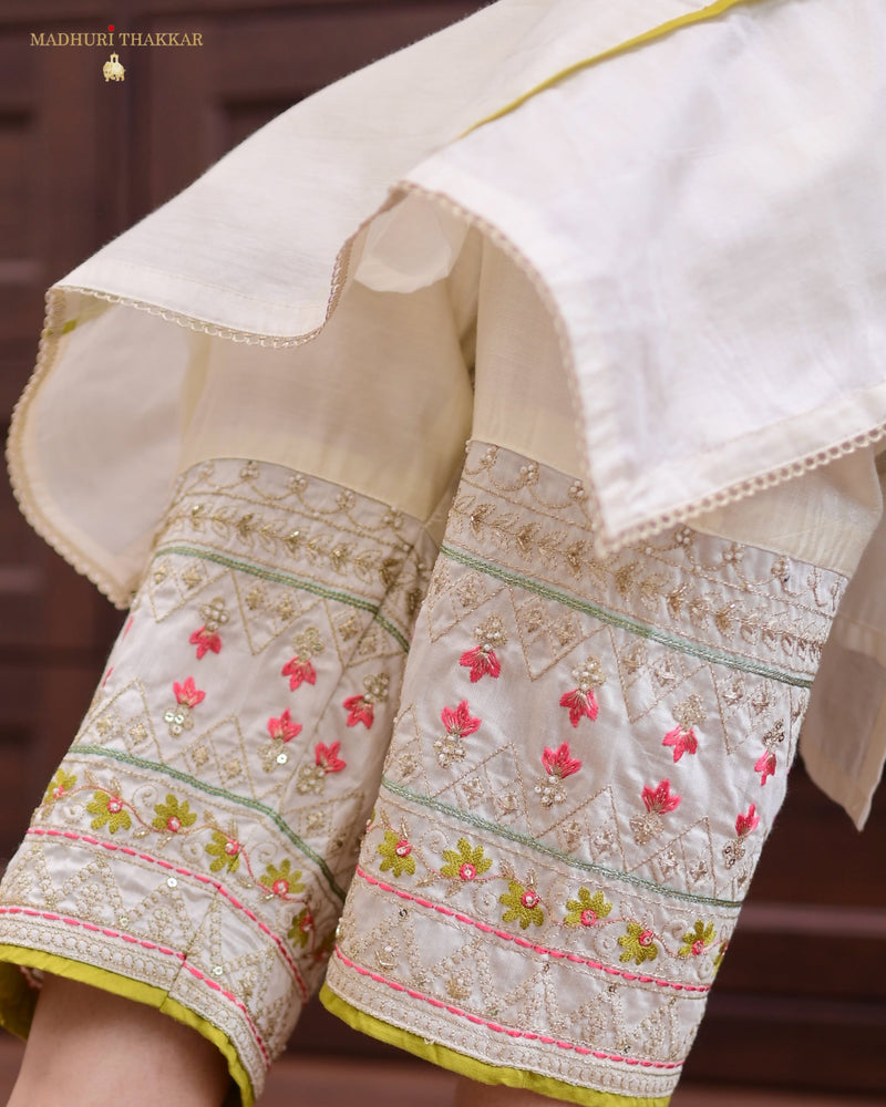 Ivory Handwork Festive Silk Suit