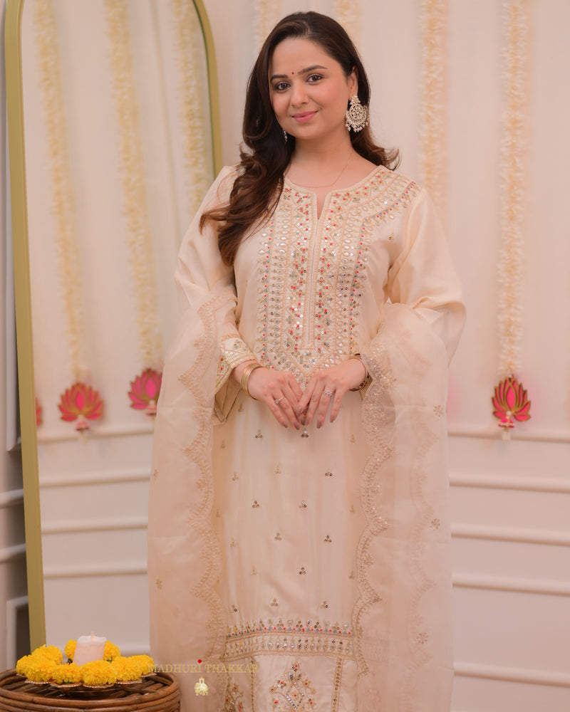 Ivory Handwork Premium Silk Suit Set